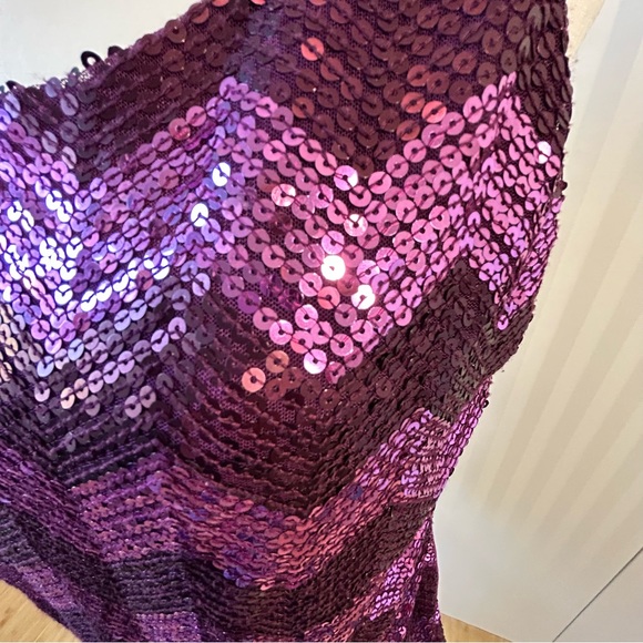 Coldwater Creek plum purple sequins chevron pattern cotton tank Size M - Picture 2 of 9